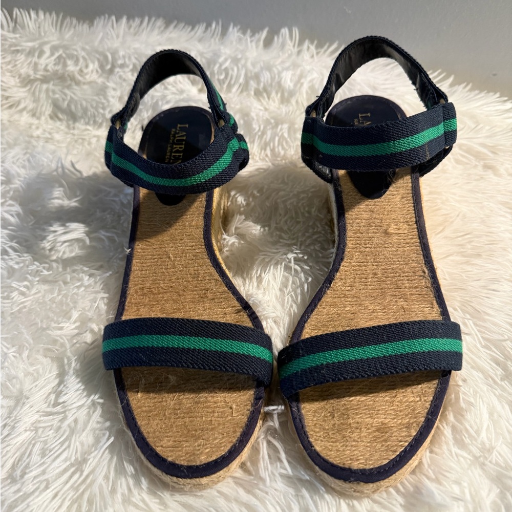 LAUREN RALPH LAUREN Navy and Green Women's Sandals